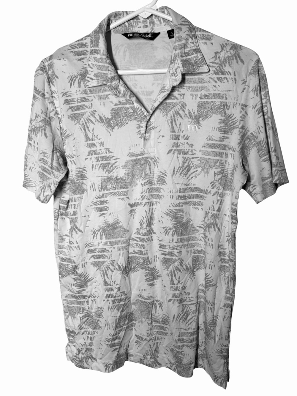Travis Mathew Light Gray Palm-Print Polo Small Great Condition